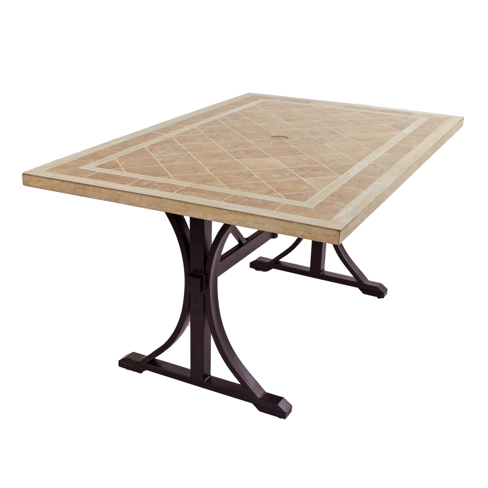 Byron Manor Hampton Garden Stone Rectangular Table with 6 Ascot Chairs Set