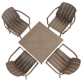 Nardi Clip 70cm Garden Table With 4 Tiberina Armchair Set in Turtle Dove