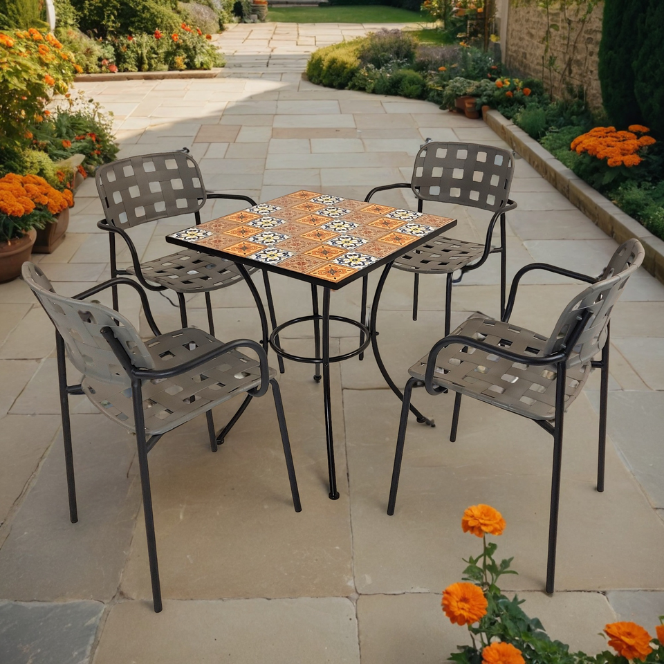 Summer Terrace Tobago Square 60cm with 4 Karin Chairs Garden Set