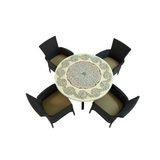 Byron Manor Avignon Mosaic Stone Garden Dining Table With 4 Stockholm Brown Chairs
