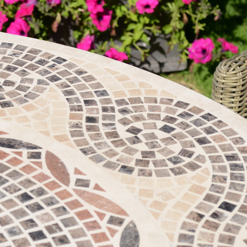 Byron Manor Avignon 110cm Stone Mosaic Garden Dining Table