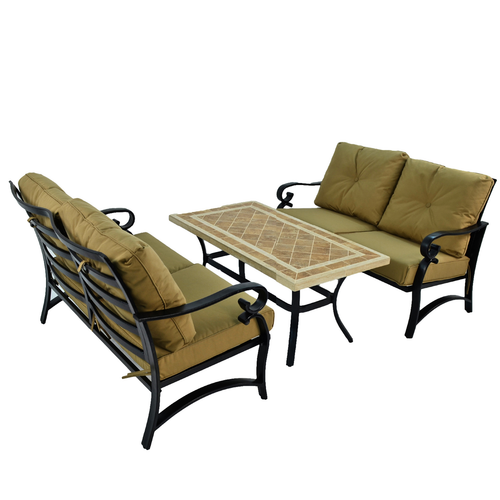 Byron Manor Hampton Garden Stone Rectangular Coffee Table with 2 Windsor Lounge Sofa Set