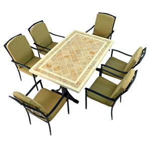 Byron Manor Hampton Garden Stone Rectangular Table with 6 Ascot Chairs Set