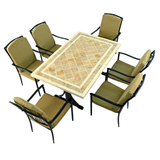 Byron Manor Hampton Garden Stone Rectangular Table with 6 Ascot Chairs Set