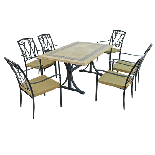 Byron Manor Charleston Stone Garden Dining Table with 6 Ascot Chairs