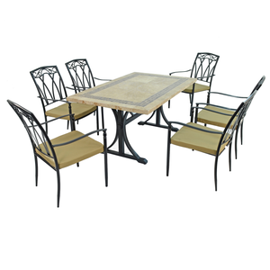 Byron Manor Charleston Stone Garden Dining Table with 6 Ascot Chairs