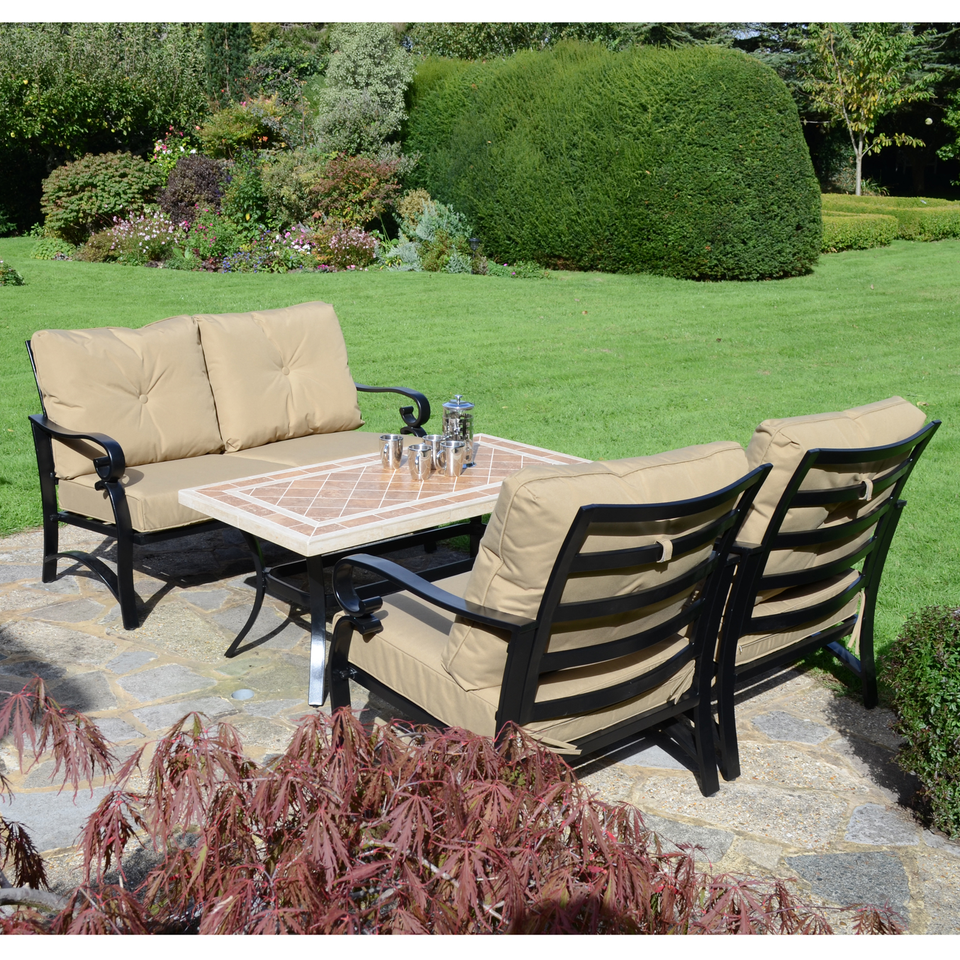 Byron Manor Hampton Garden Stone Rectangular Coffee Table with Windsor Lounge Sofa & 2 Chair Set