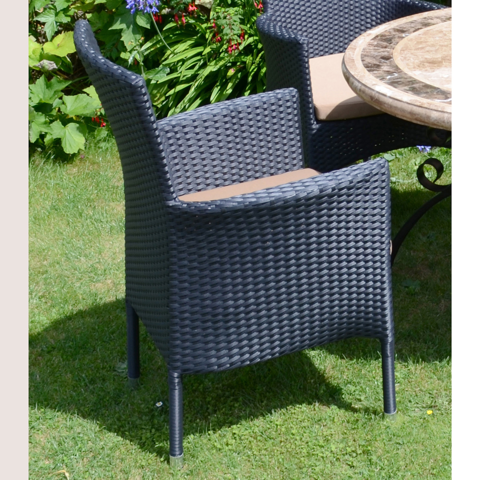 Byron Manor Avignon Mosaic Stone Garden Dining Table With 4 Stockholm Black Chairs