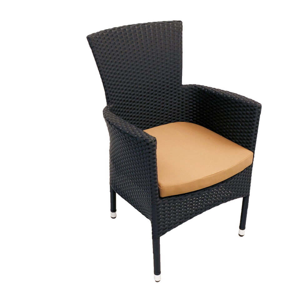 Byron Manor Bayfield Firepit Garden Patio Table with 4 Stockholm Black Chairs Set