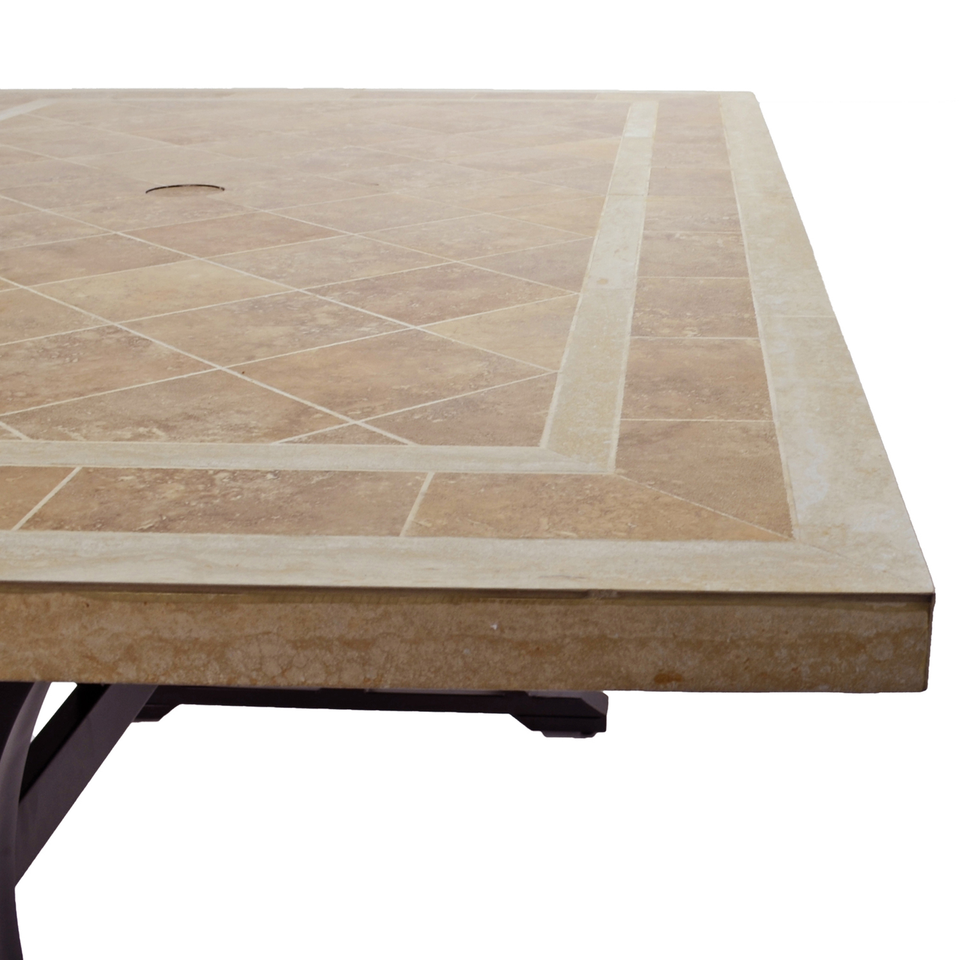 Byron Manor Hampton Garden Stone Rectangular Table with 6 Ascot Chairs Set