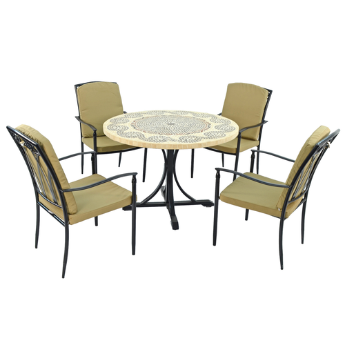 Byron Manor Avignon Garden Dining Table with 4 Ascot Deluxe Chairs Set