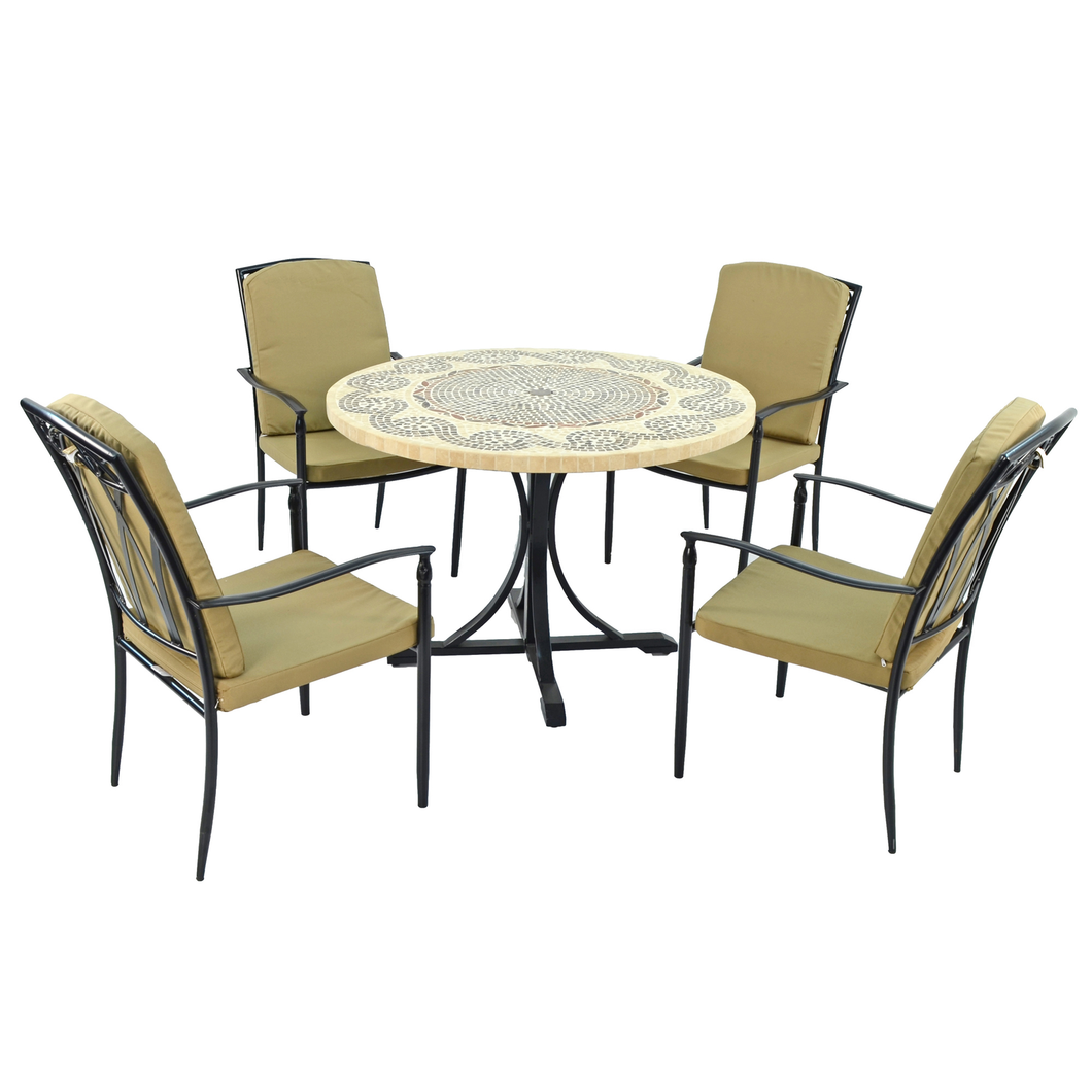Byron Manor Avignon Garden Dining Table with 4 Ascot Deluxe Chairs Set