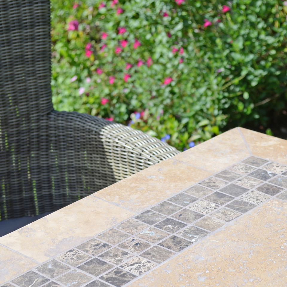 Byron Manor Charleston Stone Garden Dining Table with 6 Ascot Chairs