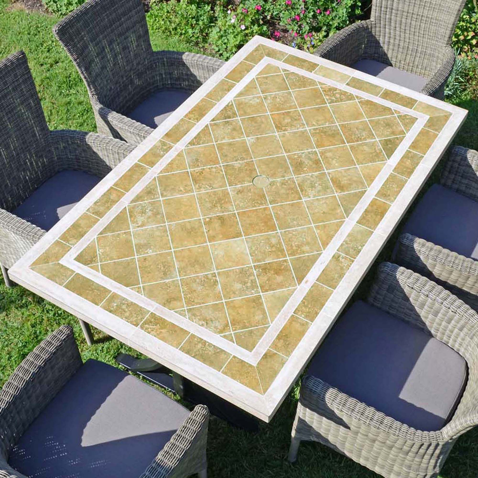 Byron Manor Hampton Garden Stone Rectangular Table with 6 Ascot Chairs Set