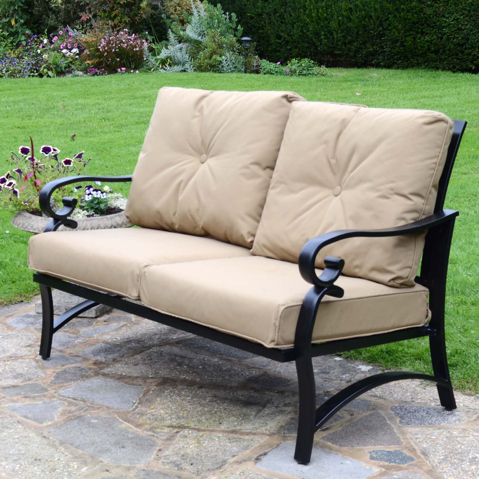 Byron Manor Hampton Garden Stone Rectangular Coffee Table with 2 Windsor Lounge Sofa Set