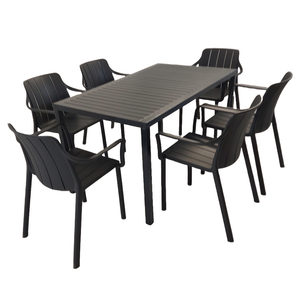Nardi Cube Garden Dining Table With 6 Tiberina Armchair Set in Anthracite