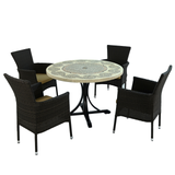 Byron Manor Avignon Mosaic Stone Garden Dining Table With 4 Stockholm Brown Chairs