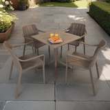 Nardi Clip 70cm Garden Table With 4 Tiberina Armchair Set in Turtle Dove