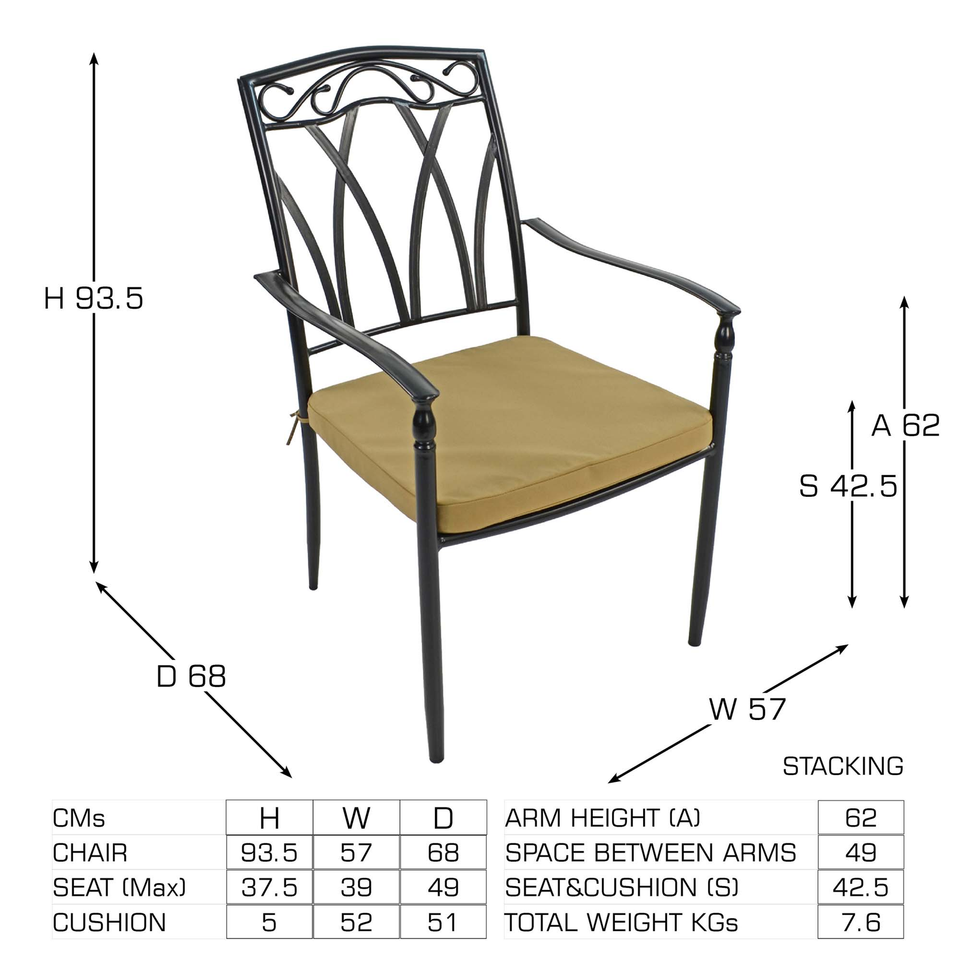 Byron Manor Bayfield Firepit Garden Patio Table with 4 Ascot Chairs Set