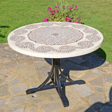 Byron Manor Avignon Mosaic Stone Garden Dining Table With 4 Stockholm Brown Chairs