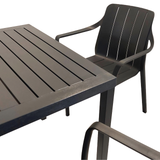 Nardi Cube Garden Dining Table With 6 Tiberina Armchair Set in Anthracite