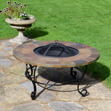Byron Manor Bayfield Firepit Garden Coffee Table with 4 Windsor Deluxe Lounge Chair Set