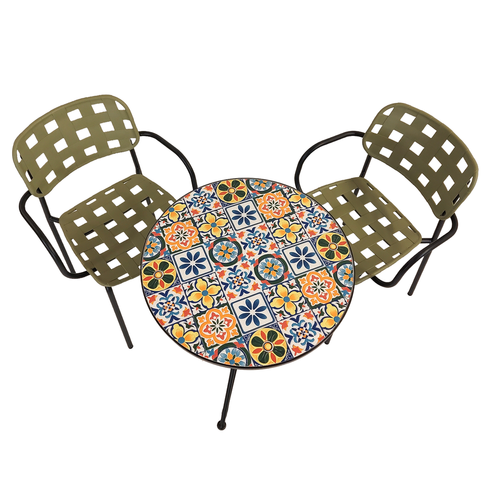 Summer Terrace Cuba Bistro 60cm with 2 Karin Chairs Garden Set